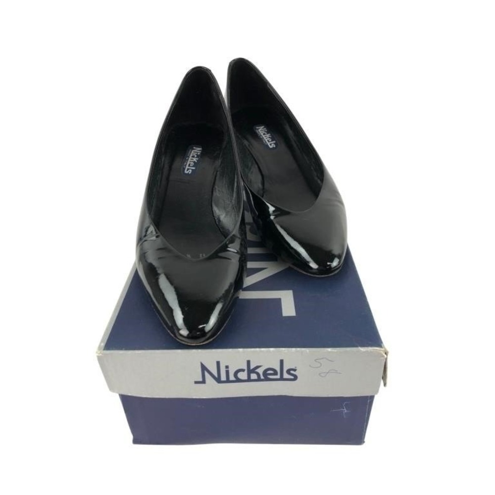 Nickels Black Patent Leather Kitten Heel Pumps Made in Italy Size 8 AA